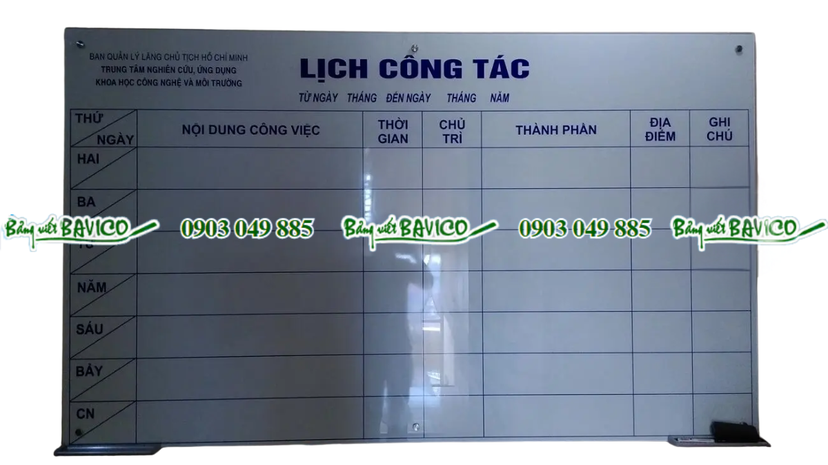 Bảng lịch công tác - bảng kính