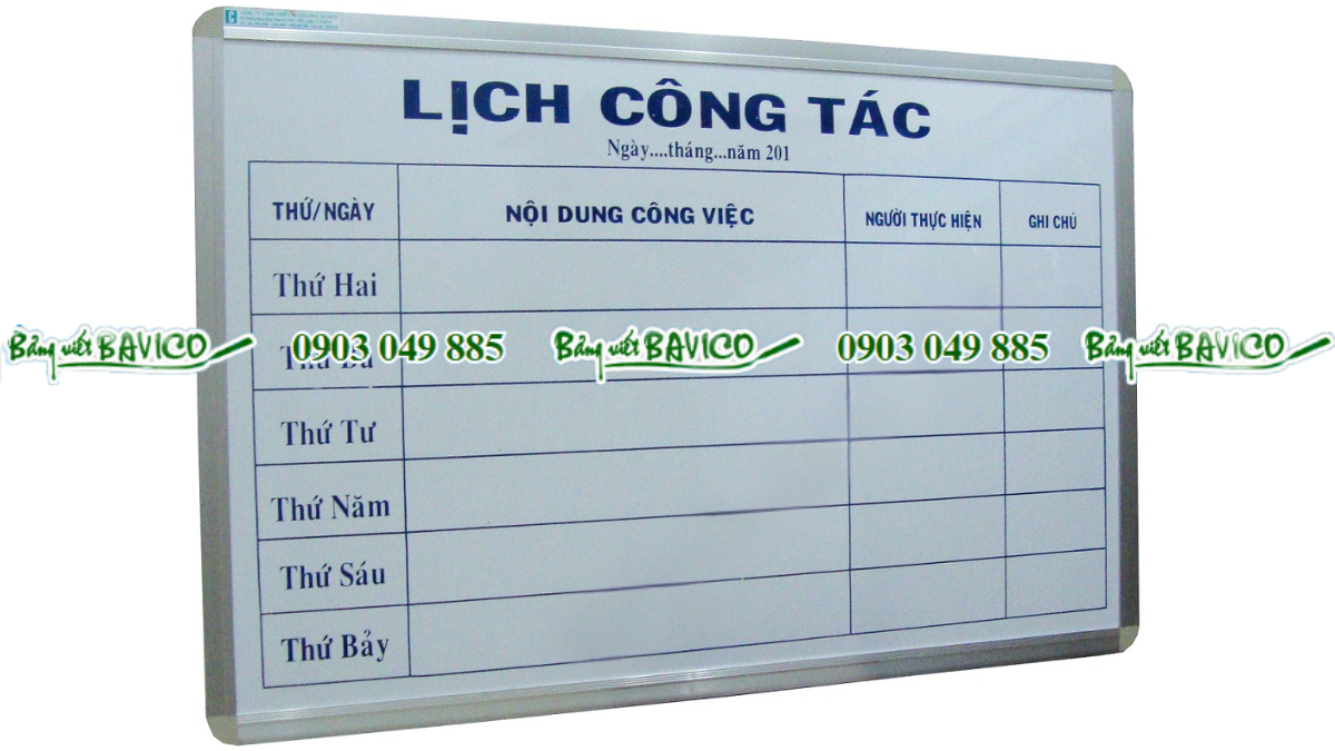 Bảng lịch công tác bút lông