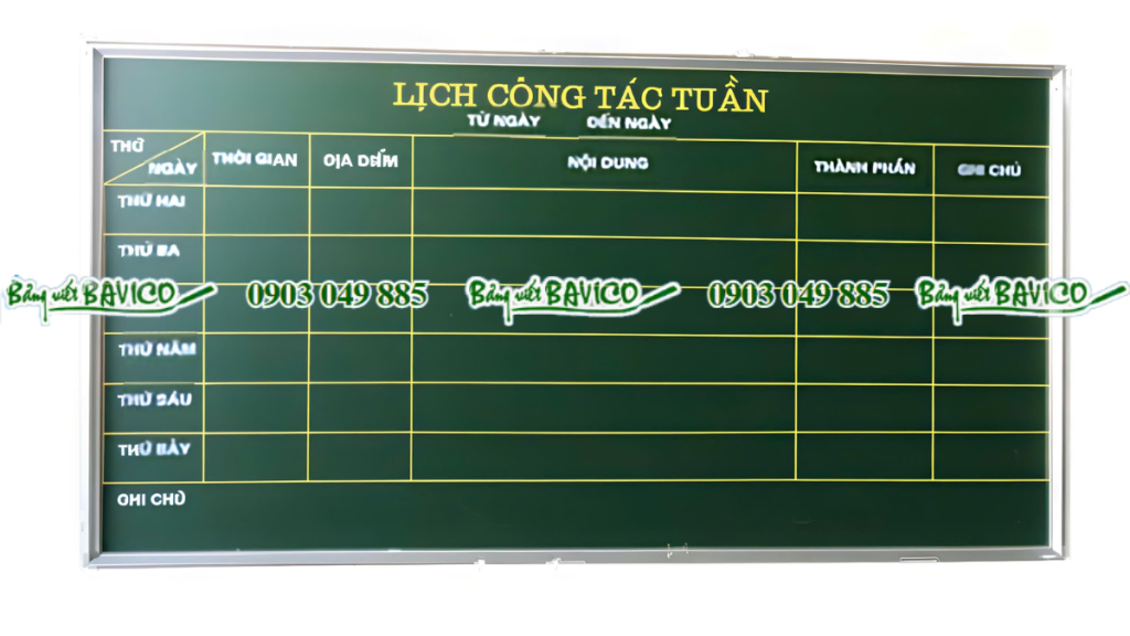 Bảng lịch công tác viết phấn Từ Hàn Quốc